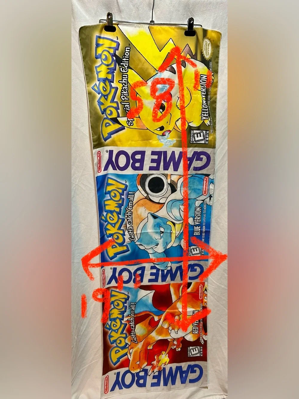 Pokémon Game Boy Fabric Wall Banner Large Pikachu Blastoise Charizard Retro Game